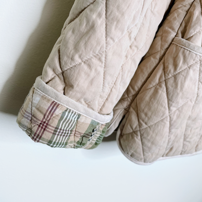 ll bean diamond quilted riding jacket with suede trim - size large