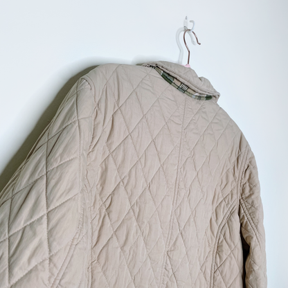 ll bean diamond quilted riding jacket with suede trim - size large