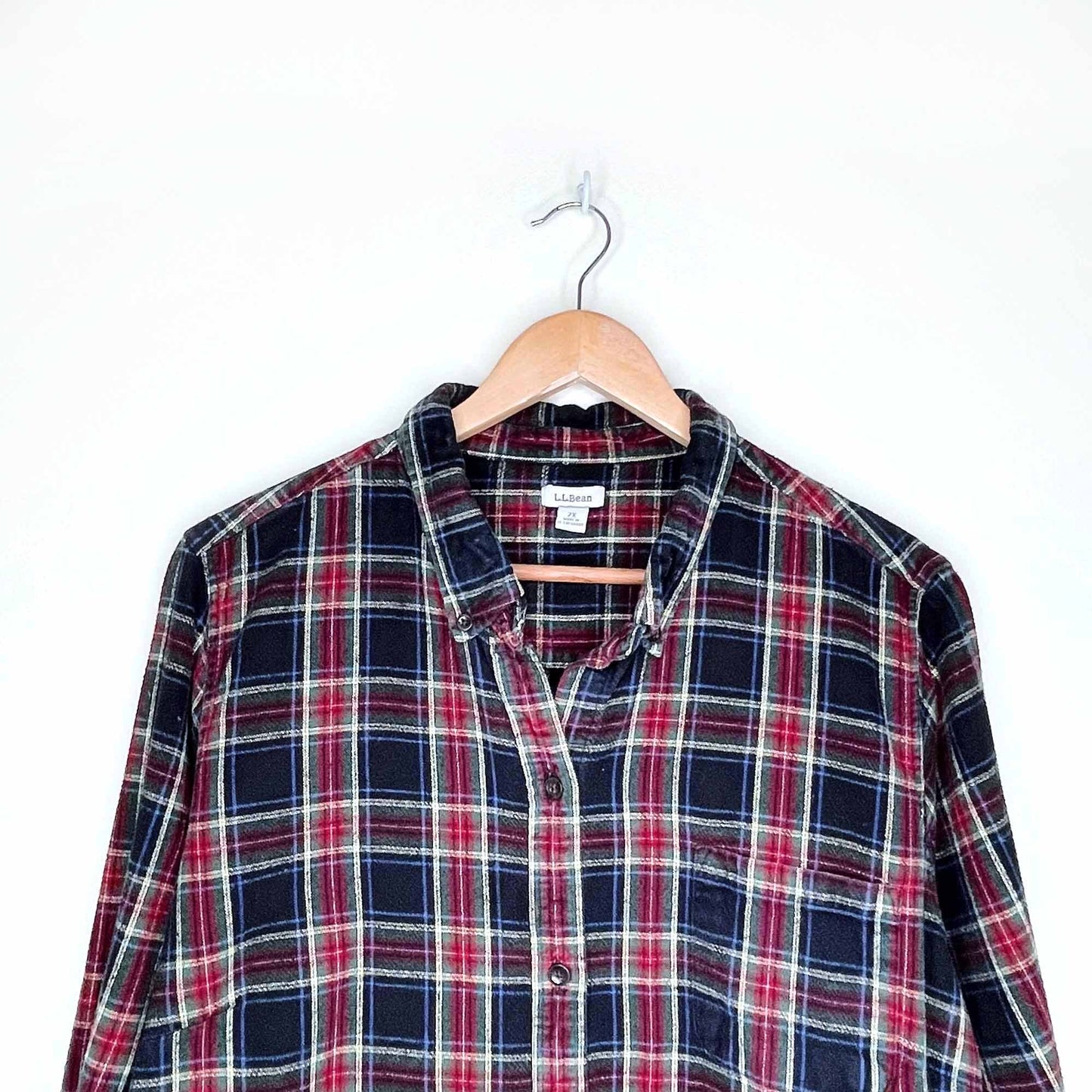 ll bean plaid flannel button down shirt - size 2x