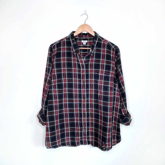 ll bean plaid flannel button down shirt - size 2x