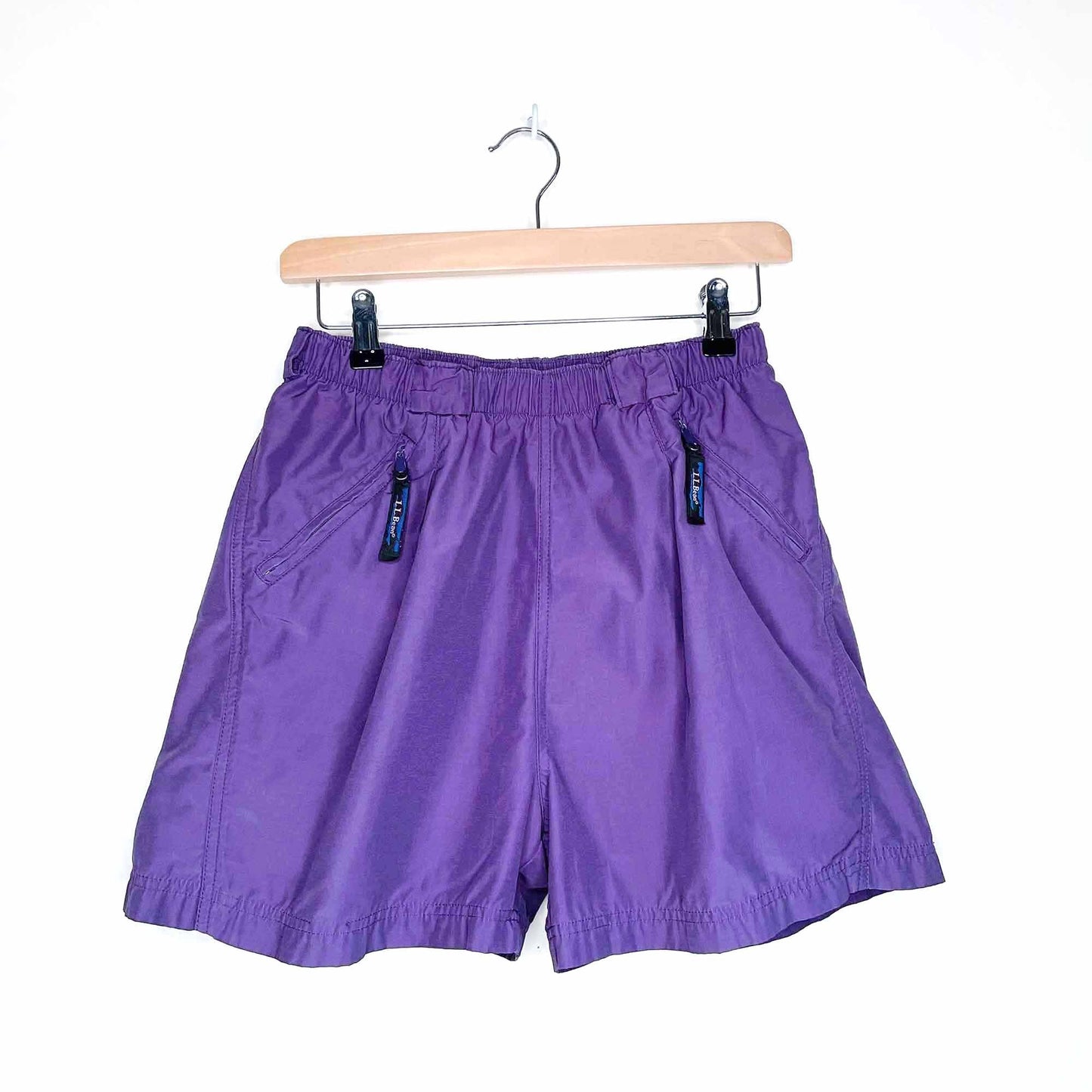 vintage ll bean purple nylon zip pocket trek shorts - size small