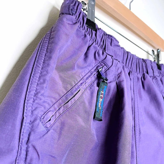 vintage ll bean purple nylon zip pocket trek shorts - size small
