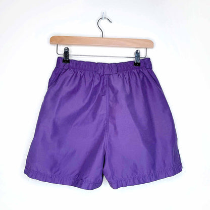 vintage ll bean purple nylon zip pocket trek shorts - size small