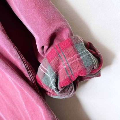 vintage 90's ll bean flannel lined button down chore shirt - size large tall