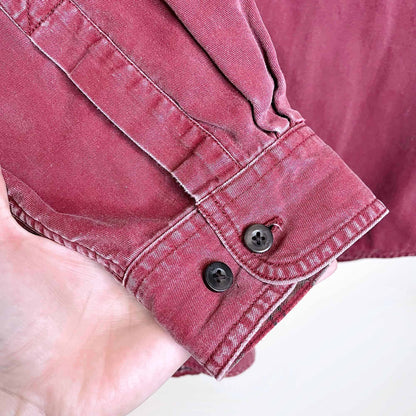 vintage 90's ll bean flannel lined button down chore shirt - size large tall