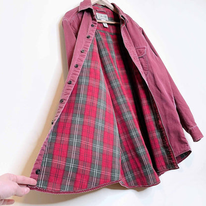 vintage 90's ll bean flannel lined button down chore shirt - size large tall