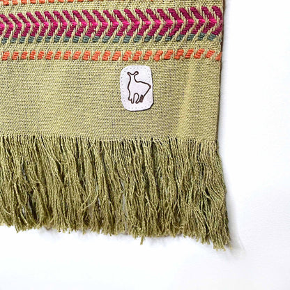 hand-knit woven llama table runner