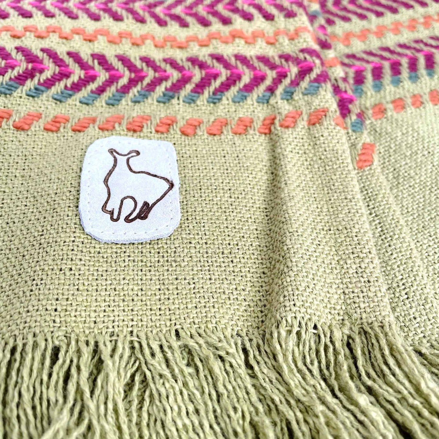 hand-knit woven llama table runner