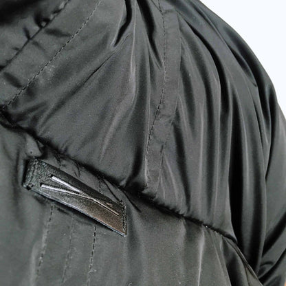 rudsak-style leather sleeve down parka with fur - size medium