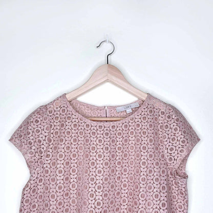 ann taylor loft pink rose gold lace eyelet top - size medium P