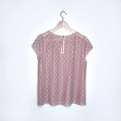 ann taylor loft pink rose gold lace eyelet top - size medium P