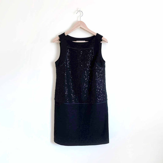 loft wool-blend boucle cocktail shift dress with sequins - size 6