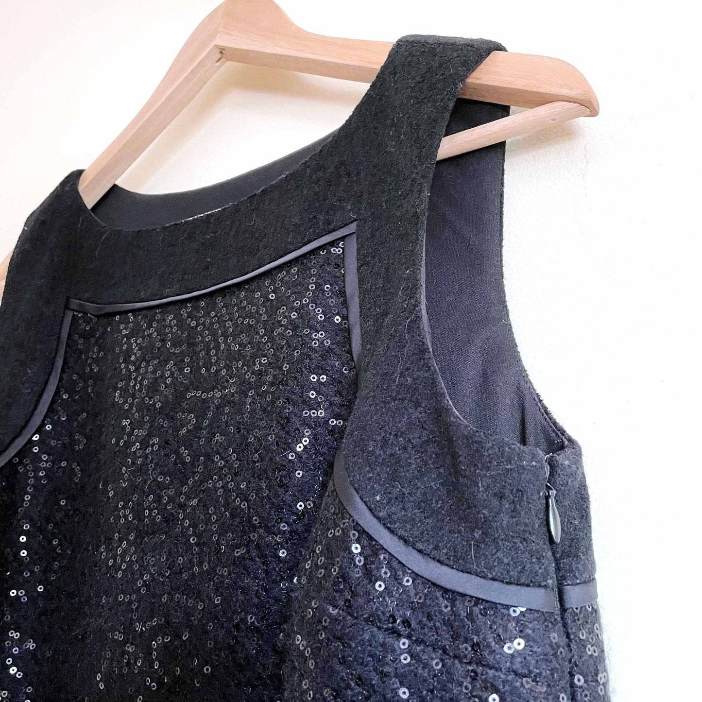 loft wool-blend boucle cocktail shift dress with sequins - size 6