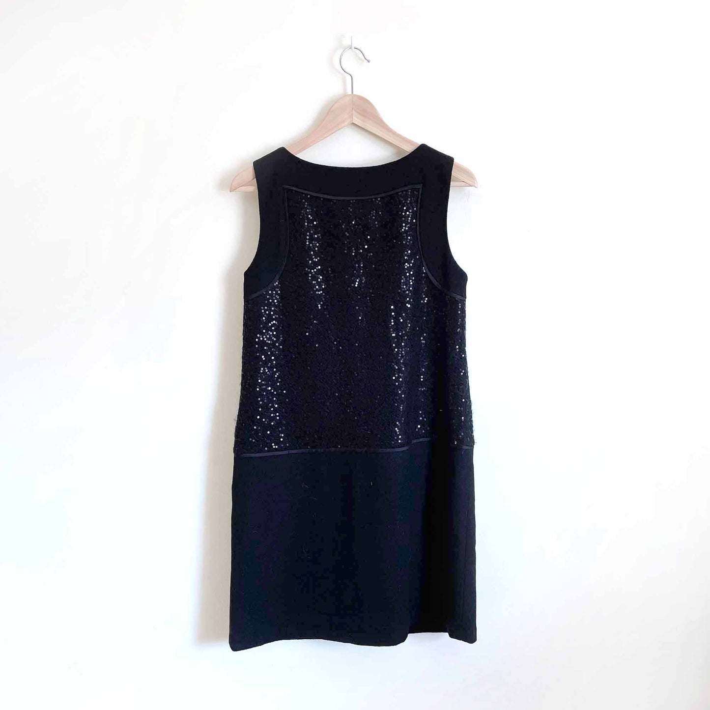 loft wool-blend boucle cocktail shift dress with sequins - size 6