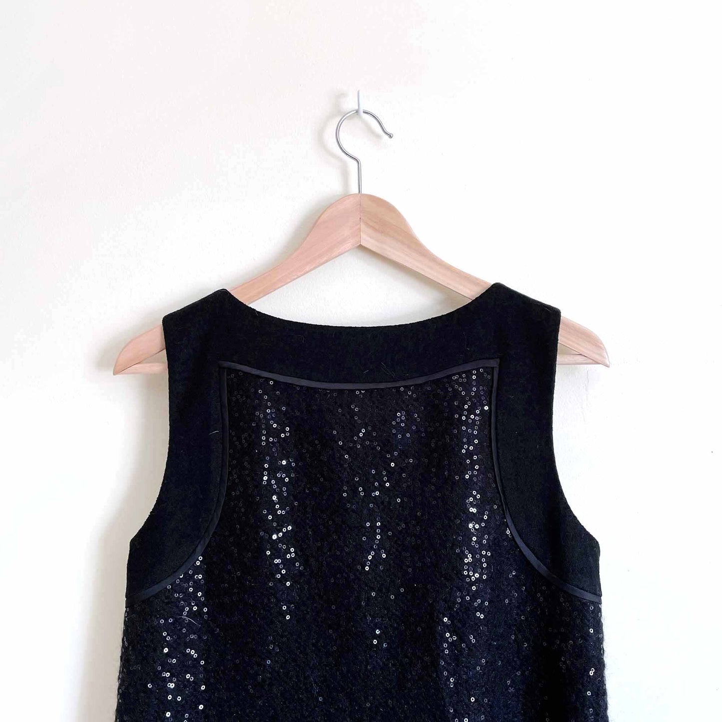 loft wool-blend boucle cocktail shift dress with sequins - size 6