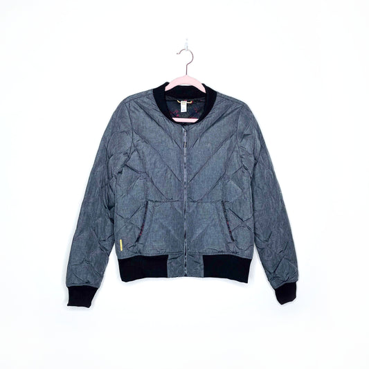 lole grey quilted puffer bomber jacket - size small