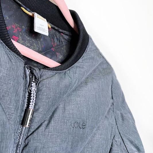 lole grey quilted puffer bomber jacket - size small