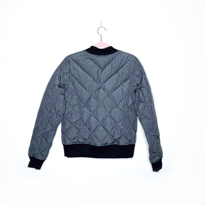 lole grey quilted puffer bomber jacket - size small