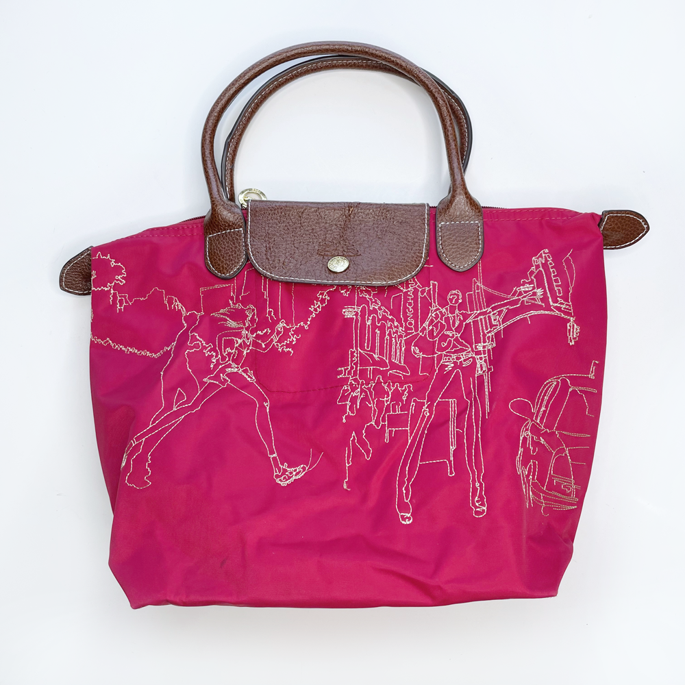 longchamp le pliage 3103 embroidered tote bag