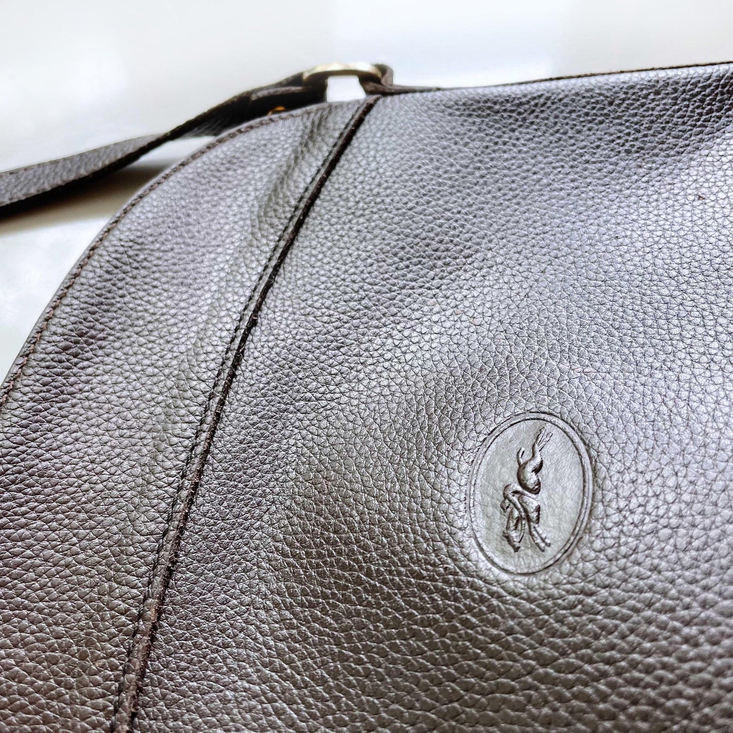 vintage longchamp brown pebble leather crossbody