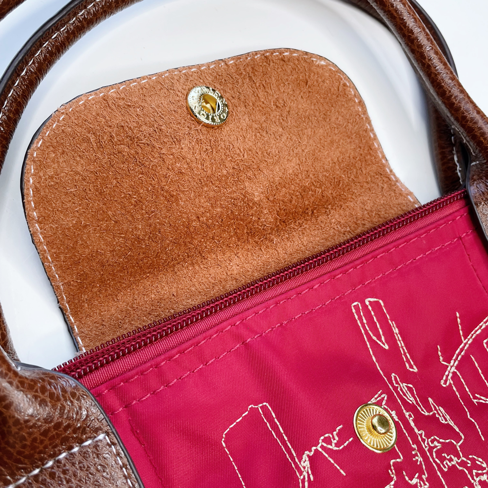 longchamp le pliage 3103 embroidered tote bag