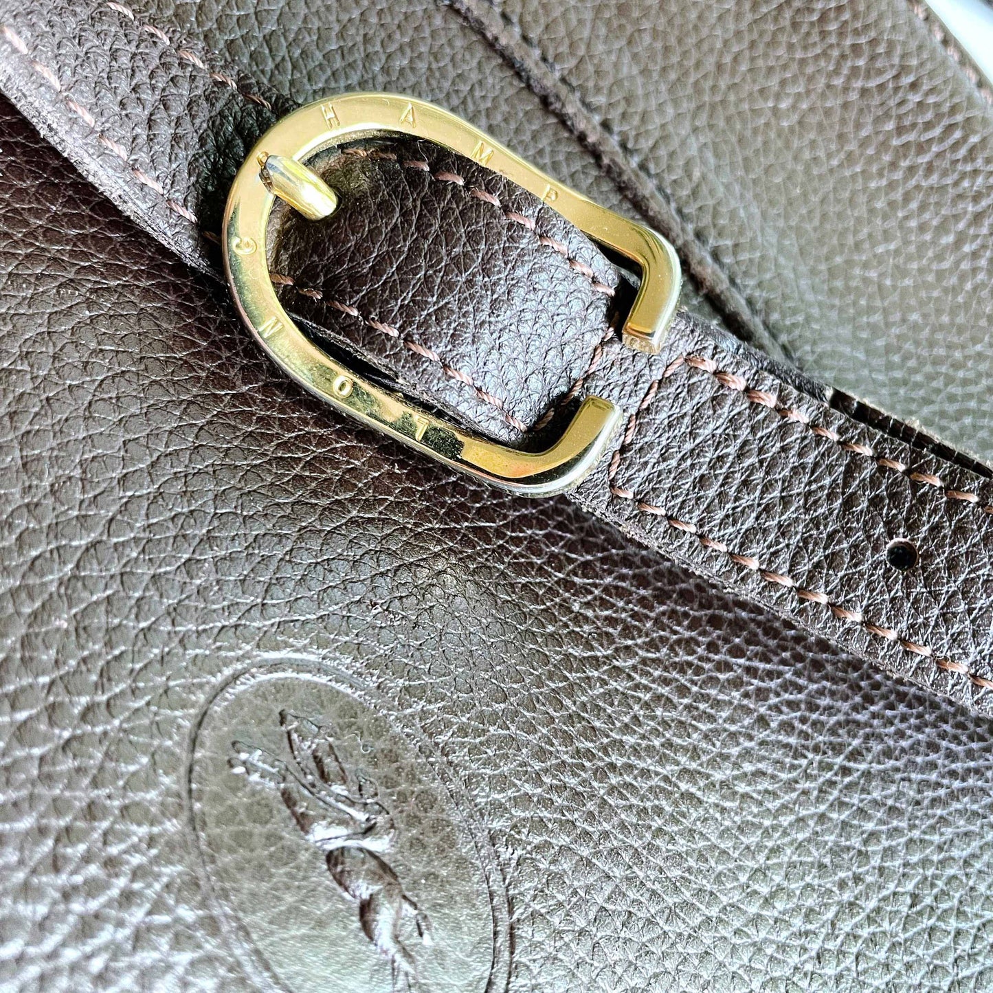 vintage longchamp brown pebble leather crossbody