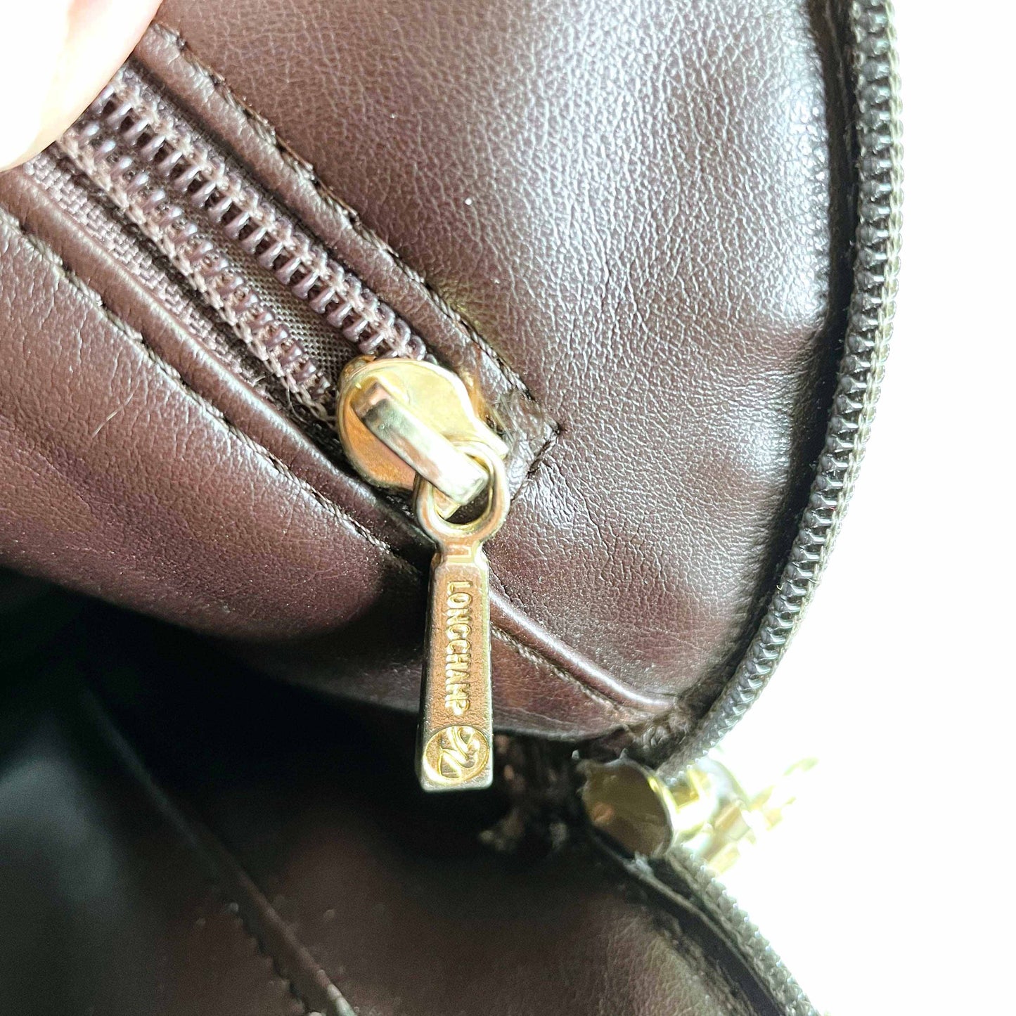 vintage longchamp brown pebble leather crossbody