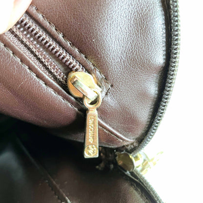 vintage longchamp brown pebble leather crossbody