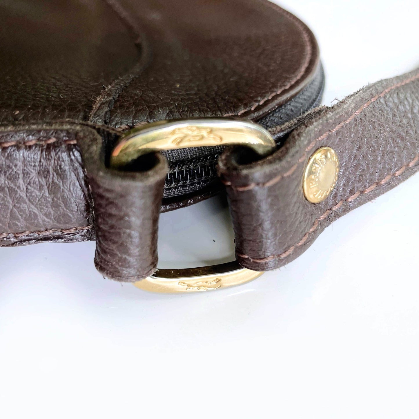 vintage longchamp brown pebble leather crossbody