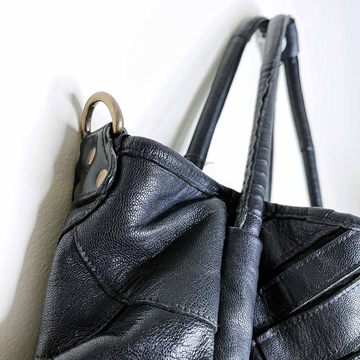 lost and found diamond patchwork oversized hobo bag