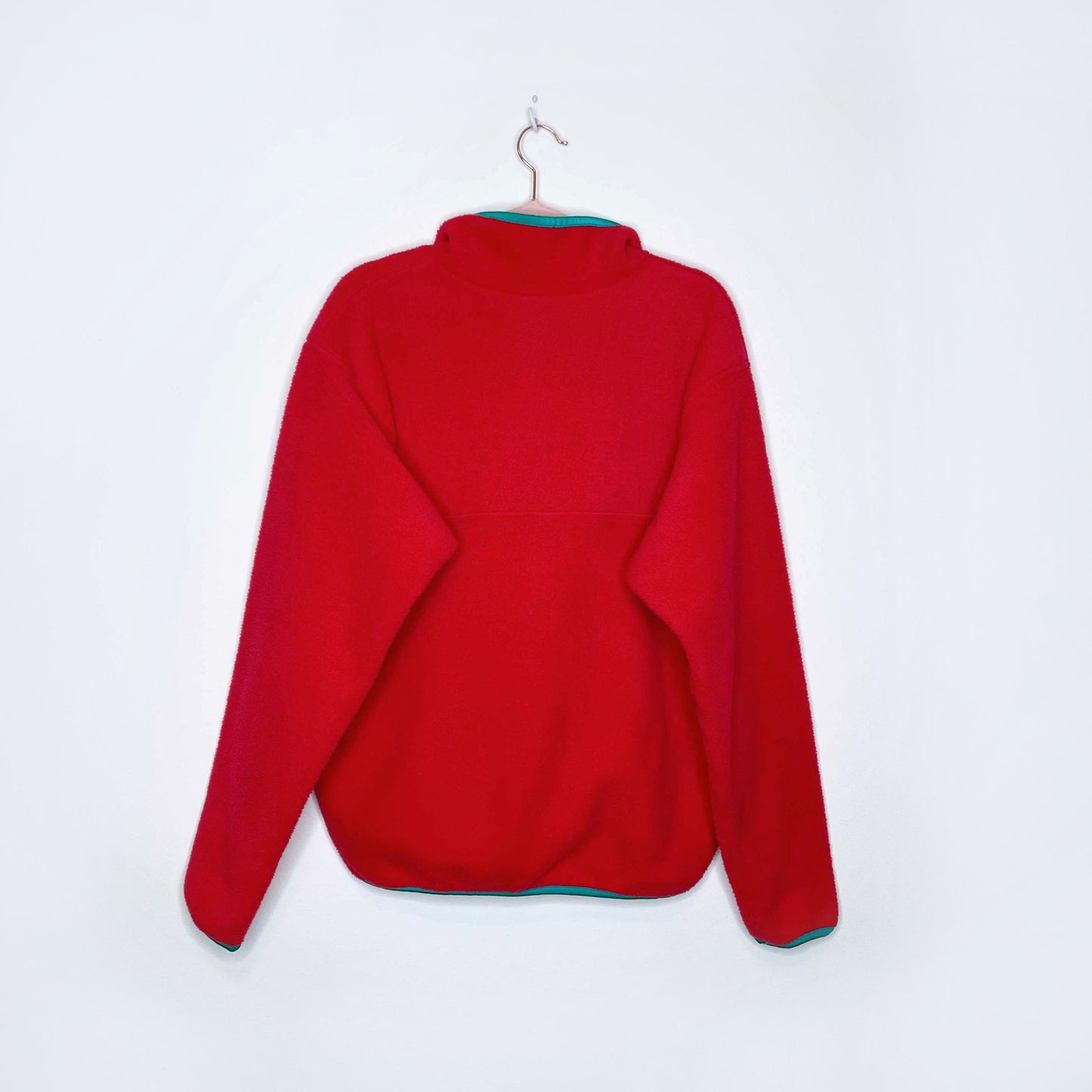 vintage louis garneau red 1/4 snap button fleece - size medium