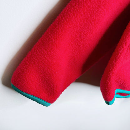 vintage louis garneau red 1/4 snap button fleece - size medium