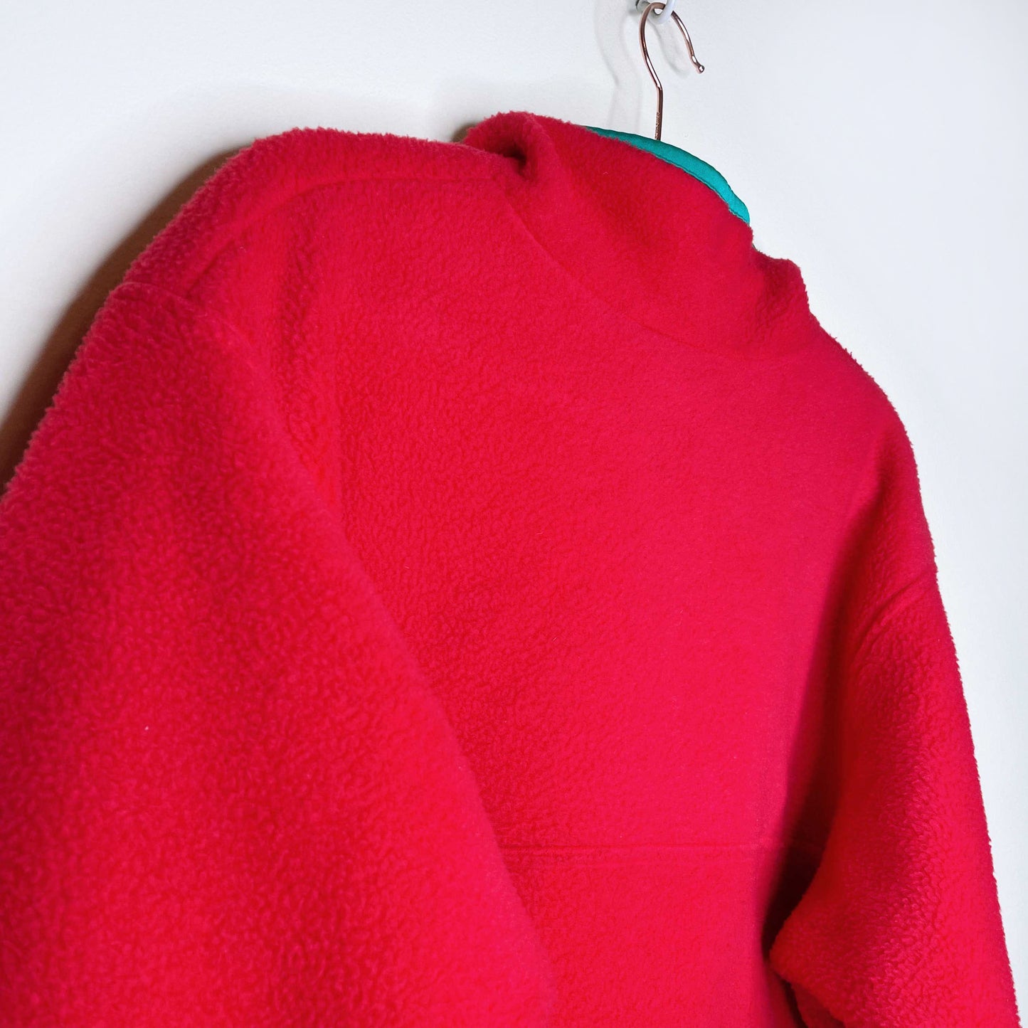 vintage louis garneau red 1/4 snap button fleece - size medium