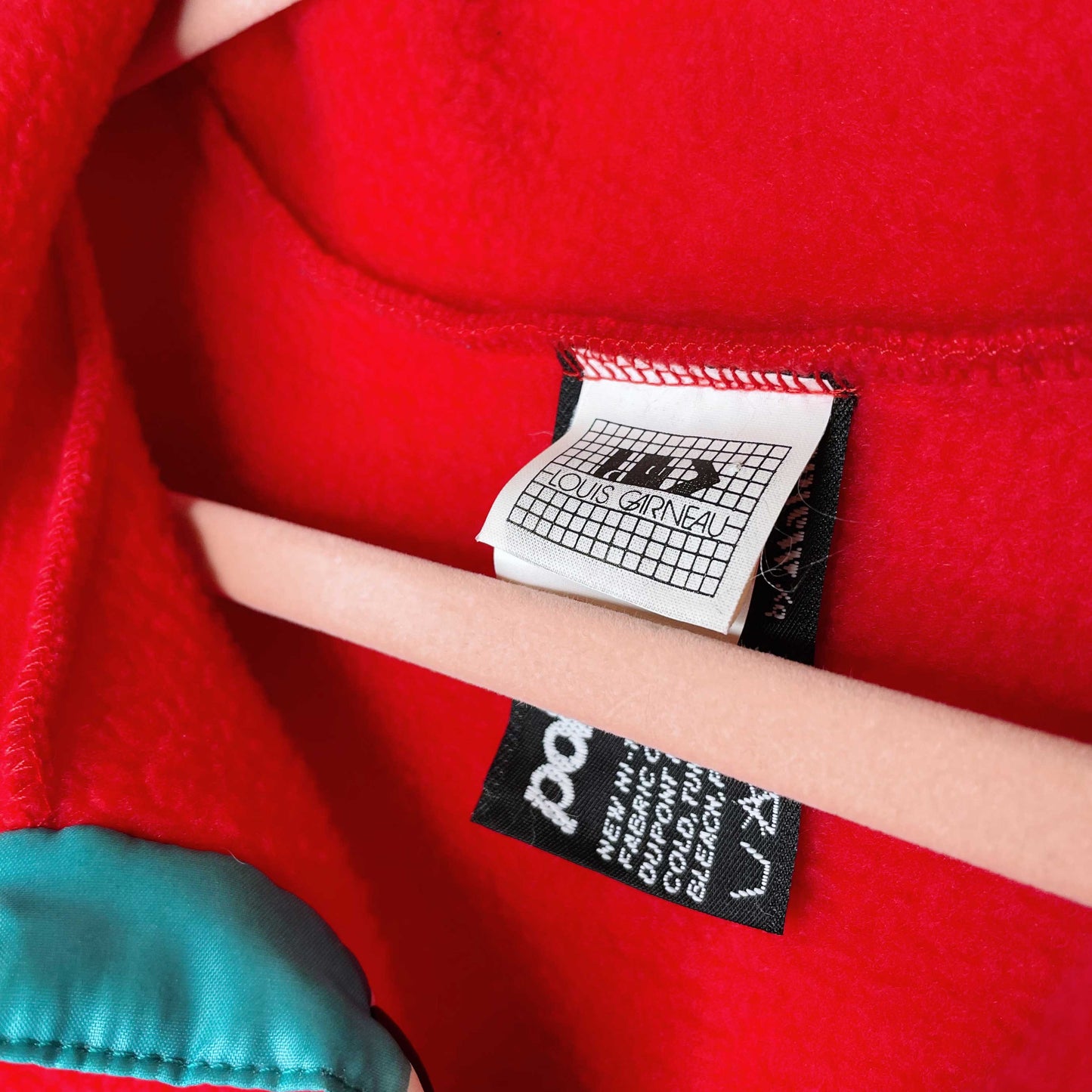 vintage louis garneau red 1/4 snap button fleece - size medium