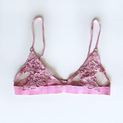 for love and lemons pink embroidered bralette - size small