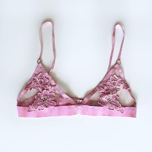for love and lemons pink embroidered bralette - size small