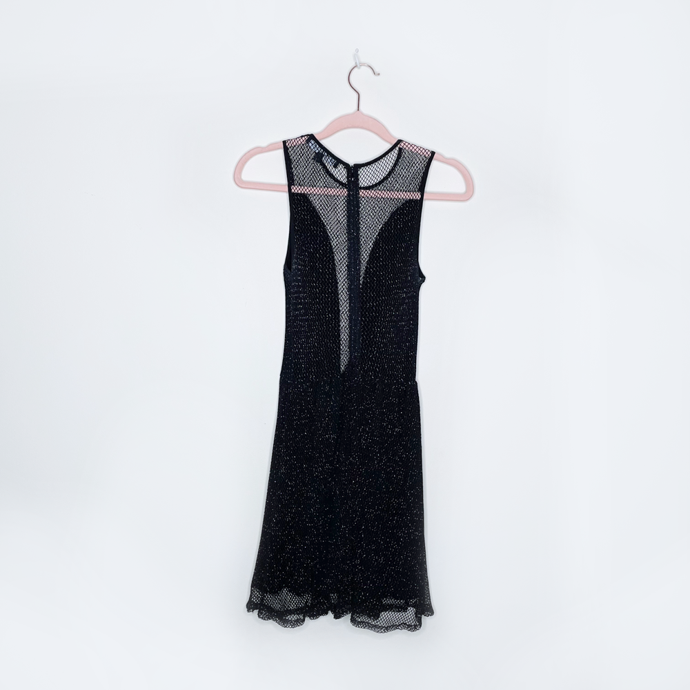 for love and lemons metallic mesh lulu skater dress - size xs