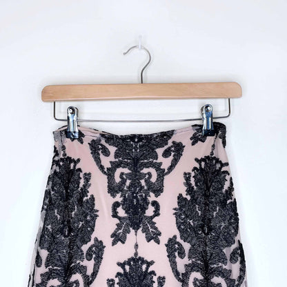 for love & lemons ethereral nude black lace maxi skirt - size large
