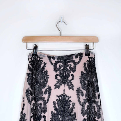 for love & lemons ethereral nude black lace maxi skirt - size large