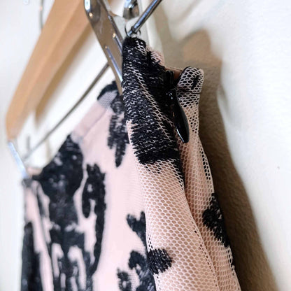 for love & lemons ethereral nude black lace maxi skirt - size large