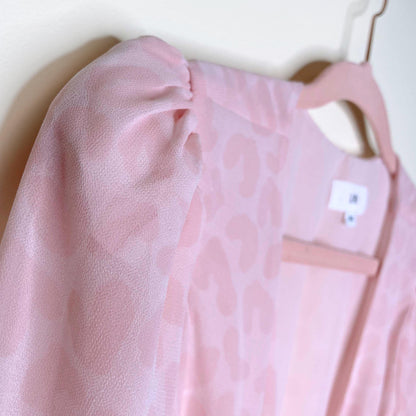 lpa pink leopard chiffon ruffle wrap duster dress - size xs