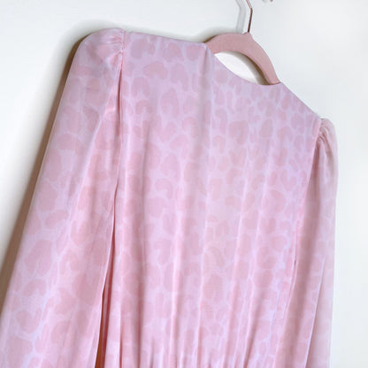 lpa pink leopard chiffon ruffle wrap duster dress - size xs