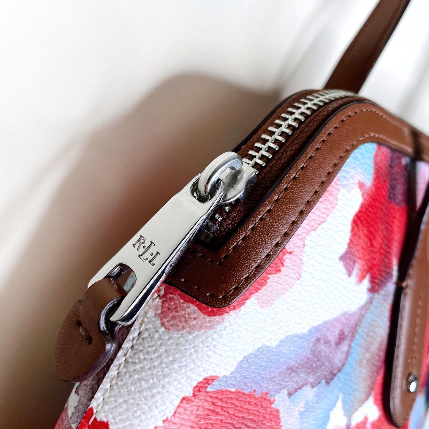 lauren ralph lauren clements floral satchel handbag