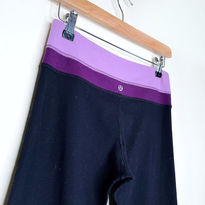 lululemon groove flare pants with purple waistband - size 4