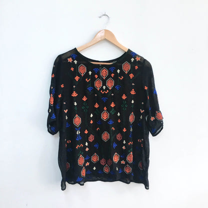 Lucky Brand Boho Embroidered Top - size Large