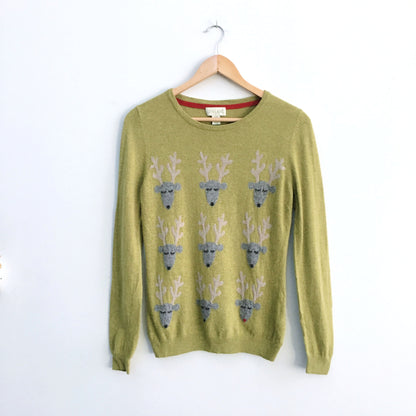Lucy &amp; Laurel Cashmere-blend Reindeer Sweater - size Medium
