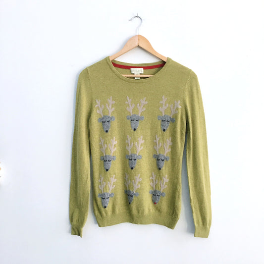 Lucy &amp; Laurel Cashmere-blend Reindeer Sweater - size Medium