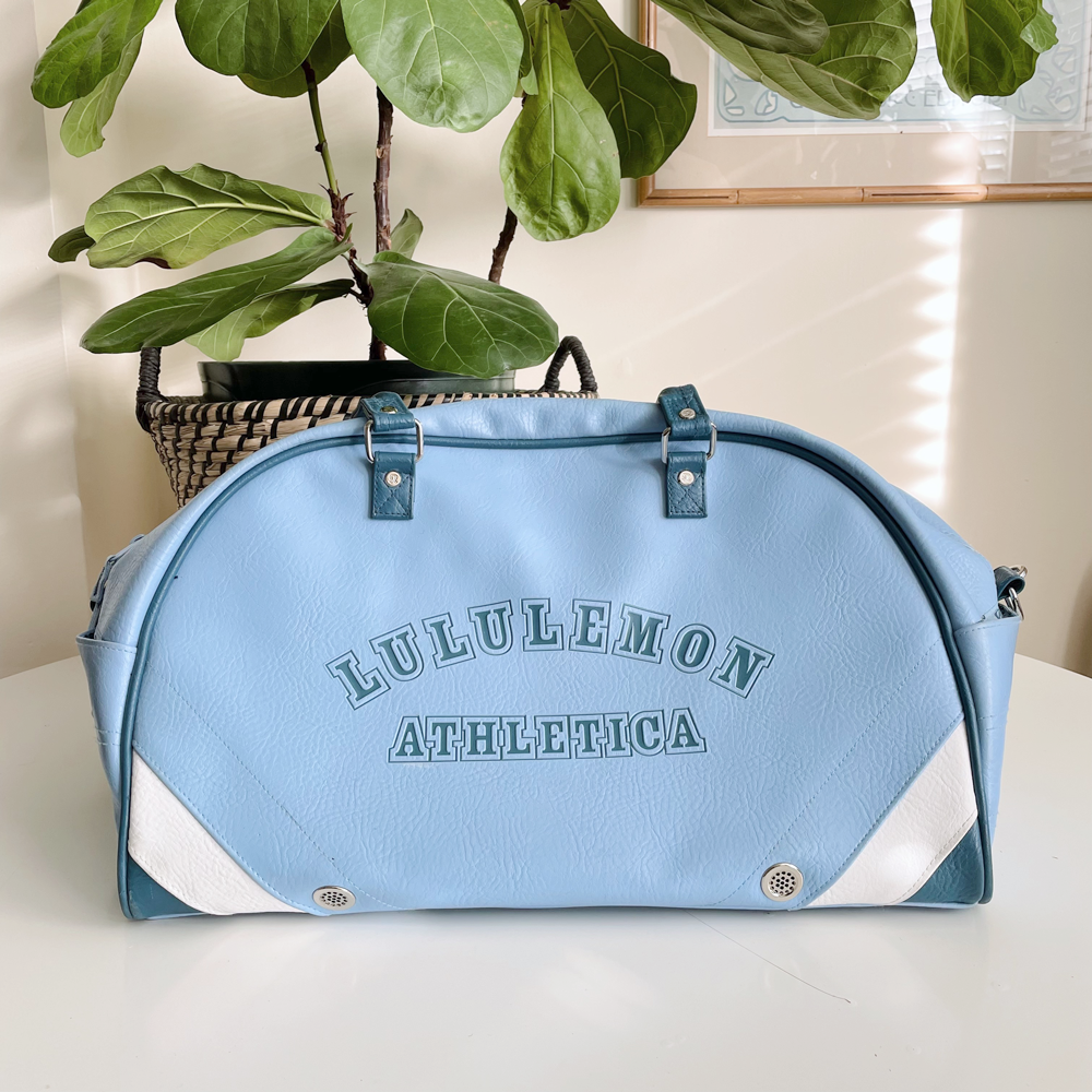 vintage lululemon retro blue bowling gym travel bag – good market thrift store