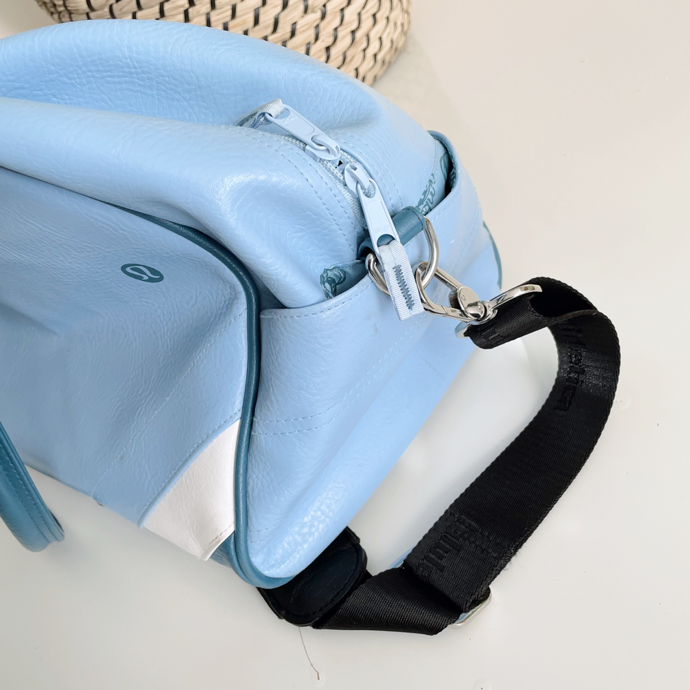 vintage lululemon gym bag vintage lululemon retro blue bowling gym travel bag – good market thrift store