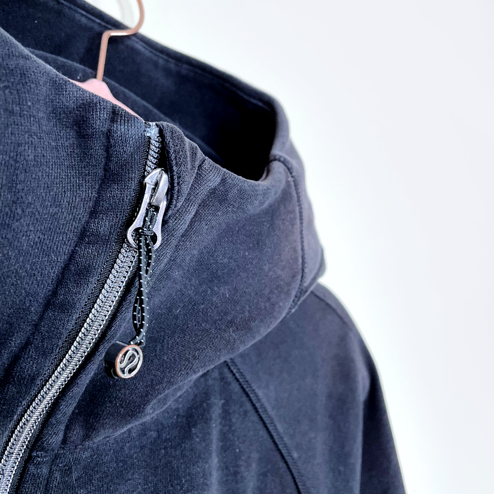 lululemon 2019 black scuba full zip light fleece hoodie - size 10